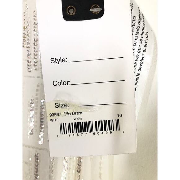 Mac Duggal 93597 Dress Abstract Sequined Jewel Neck Beaded Sheath White NWT 10 - Picture 8 of 10